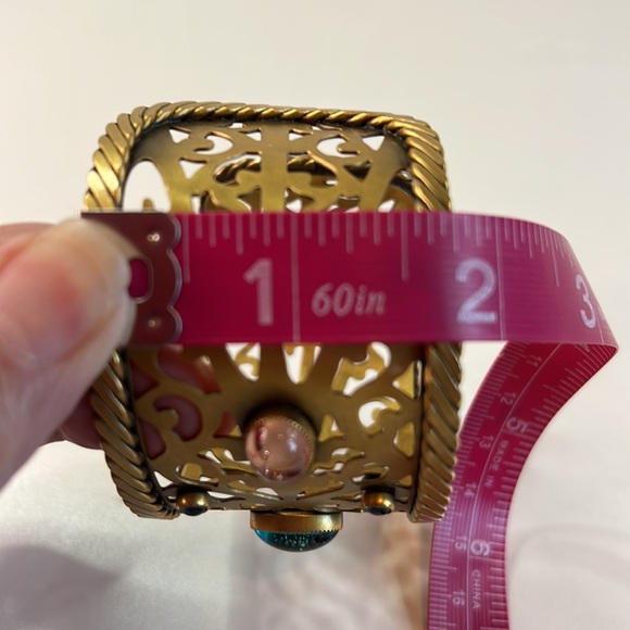 Vintage YSL Openwork Gold-Tone Cuff Bracelet w/Gripoix Glass Jewels - Picture 15 of 16